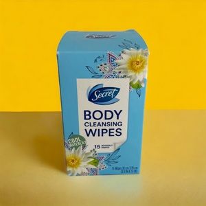 Secret Cool Waterlily 15 Ct Individually Wrapped Body Cleansing Wipes NEW